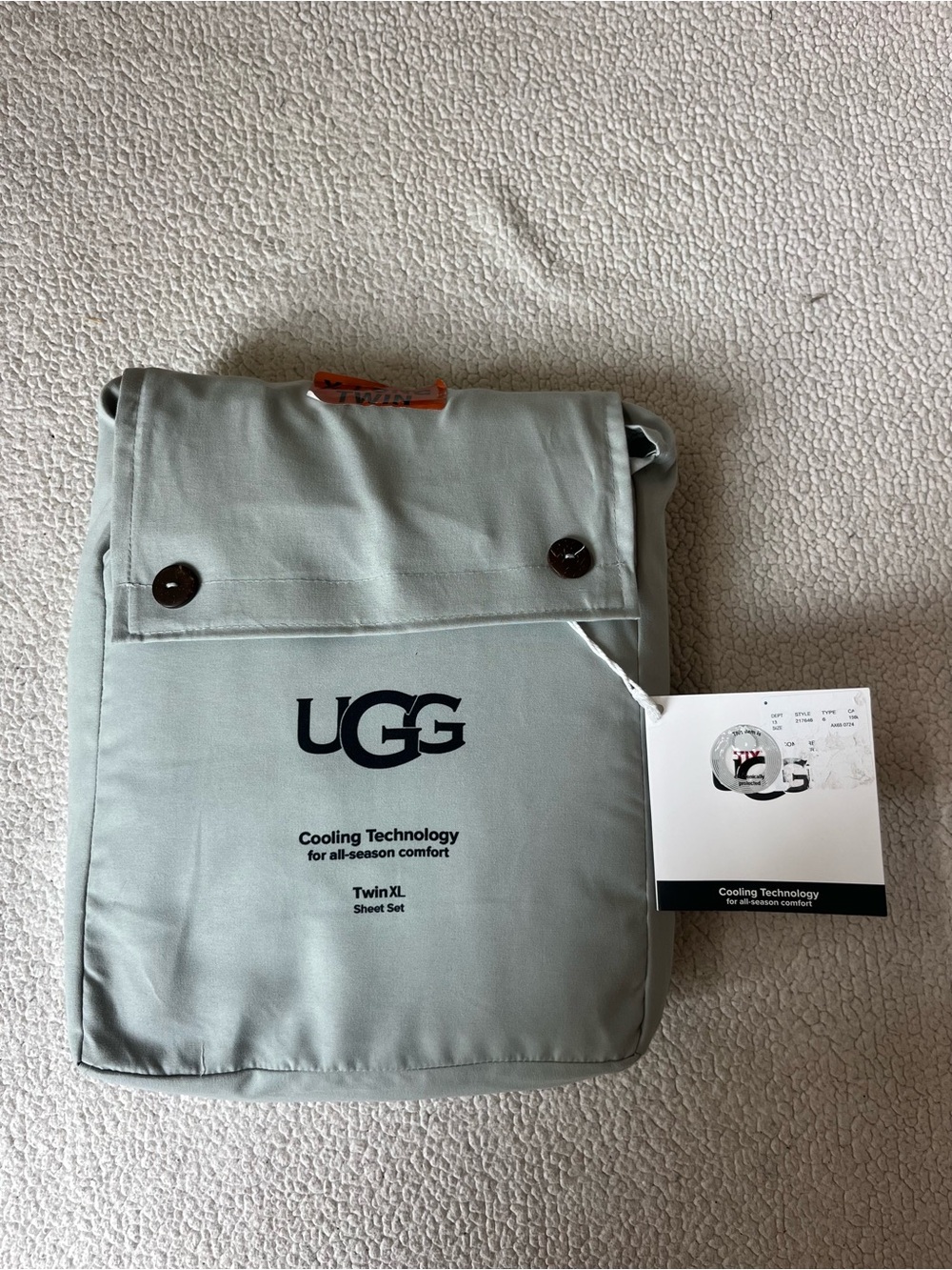 NEW UGG Twin XL Sheet Set Cooling Technology Grey